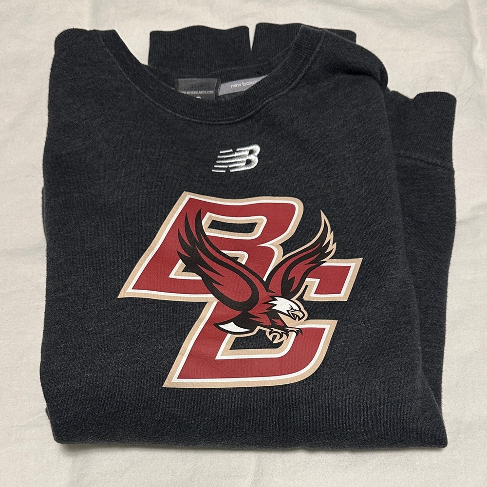 New Balance Men's Charcoal Crewneck Sweatshirt with Boston College Logo